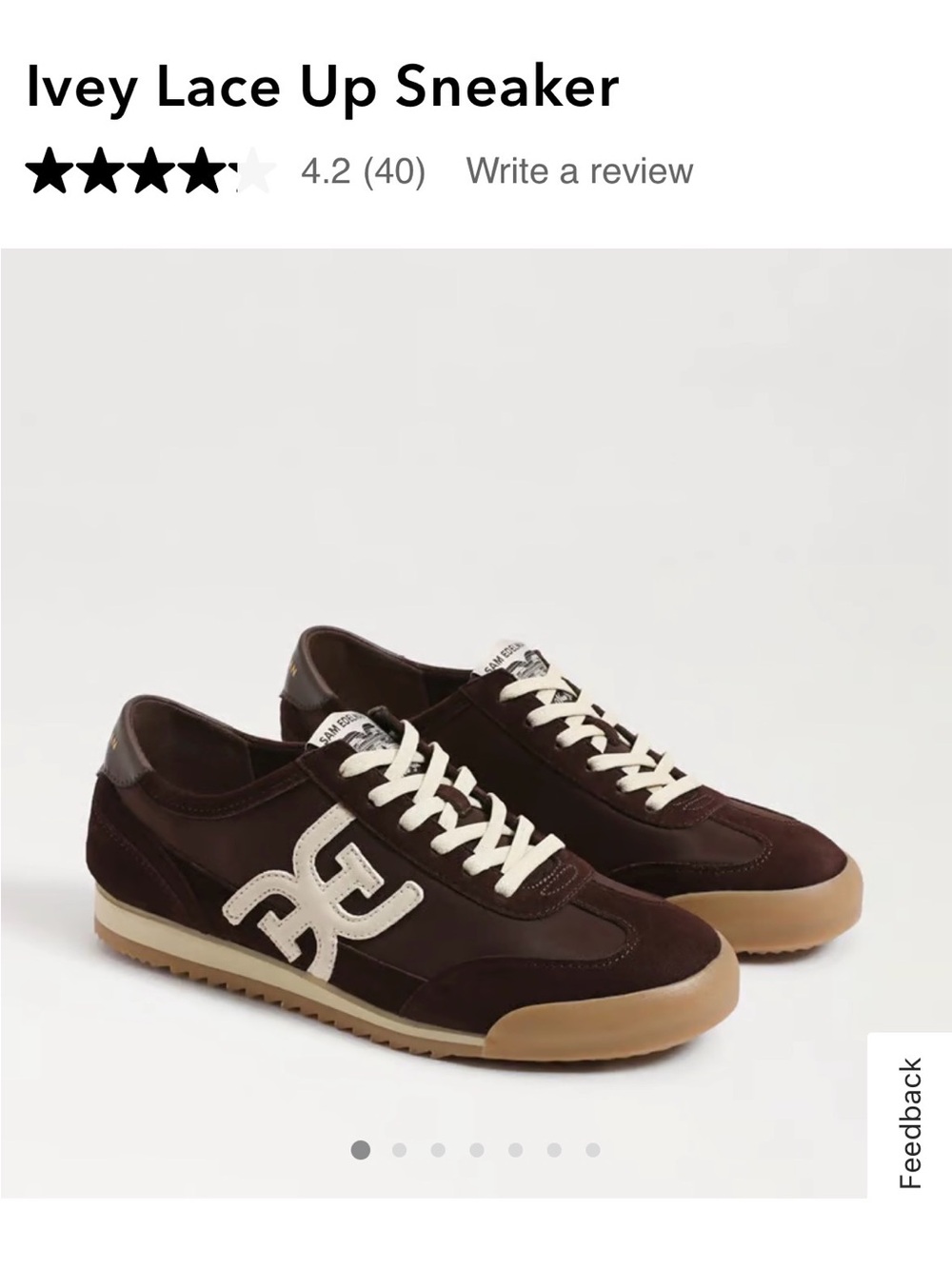 Sam Edelman Ivey Lace-Up Sneaker in Dark Brown and Cream size 9